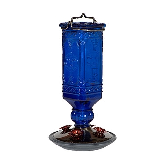 Perky-pet Antique Glass Hummingbird Feeder Cobalt Blue 16 Oz
