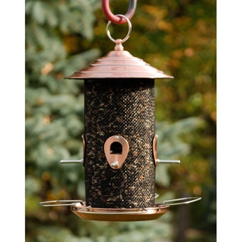 Feathered Friend Brushed Copper Screen Bird Feeder 12in