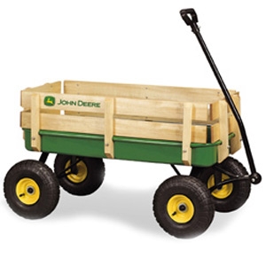 John Deere Green Wagon with Side Wood Stakes