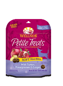 Wellness Petite Treats Soft Mini Bites w/Turkey, Pomegranate & Ginger Dog Snacks  