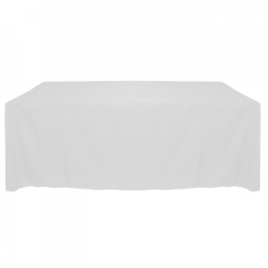 WHITE POLYESTER TABLECLOTH 90X132" ROUNDED CORNERS