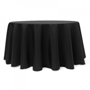 BLACK POLYESTER TABLECLOTH 120" ROUND