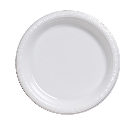 White Plastic Lunch Plate - 7" - 20/pack