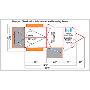 The Newport Classic All Aluminum w/Dressing Room 2-Horse Side Unload