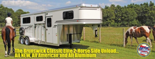 Brunswick Classic All Aluminum 2-Horse Gooseneck Side Unload Kingston Trailer