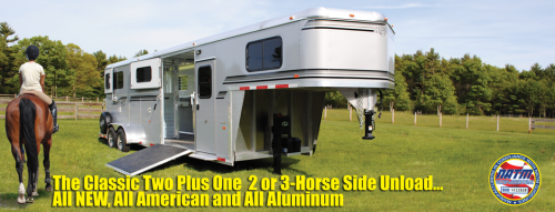 Two Plus One Classic All Aluminum 2 or 3 Horse Gooseneck Side Unload