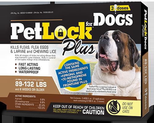 PetLock™ Plus Flea and Tick Treatment for Dogs 89-132 lbs