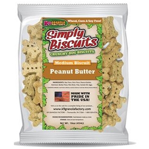 K9 Granola Factory Simply Biscuits Peanut Butter Medium 1lb Dog Biscuits
