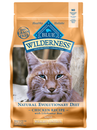 Blue Buffalo Wilderness Weight Control Chicken/Brown Rice Cat 2# C=6, 5#, 11#