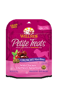 Wellness Petite Treats Crunchy Mini Bites w/Chicken, Cherries & Spearmint Dog Snacks  