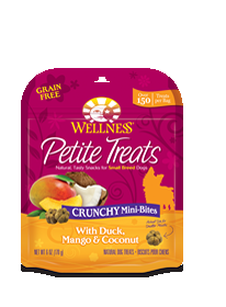 Wellness Petite Treats Crunchy Mini Bites w/Duck, Mango & Coconut Dog Snacks  