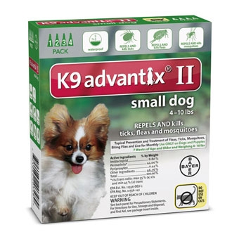 K9 Advantix II for Small Dogs 10 lbs. and under. 4 pack.