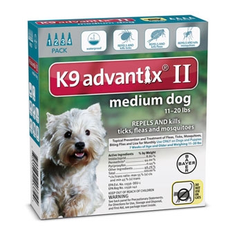 K9 Advantix II for Medium Dogs 11-20 lbs. 4 pack.
