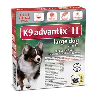 K9 Advantix II for Large Dogs 21-55 lbs. 4 pack.