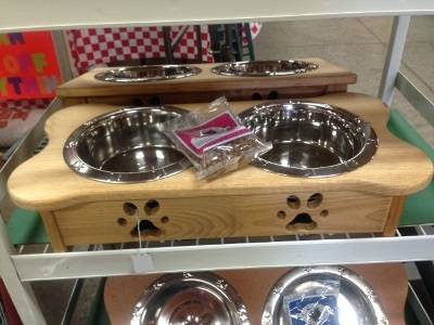 Handmade Amish Wooden Double Doggie Diners