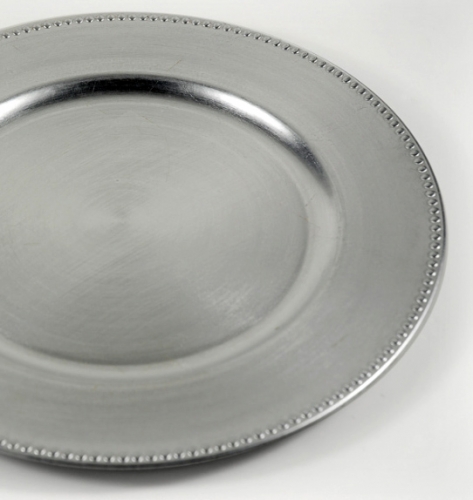 Charger, Plate Silver Beeded
