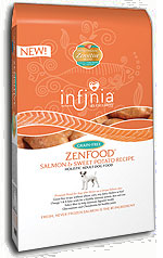 Infinia Grain Free Zenfood Salmon and Sweet Potato Recipe
5, 15 and 30 pound bags