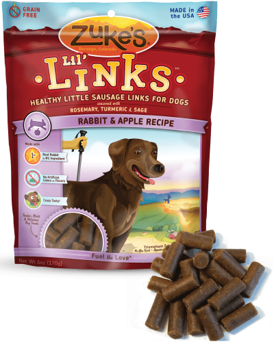 Zuke's Lil' Links Healthy Treats for Dogs, Rabbit and Apple Recipe, 6 ounce pouch