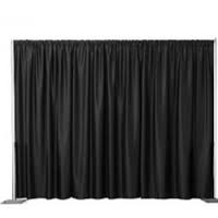 PIPE AND DRAPE,  8'L X 8'H WITH BLACK CURTAINS