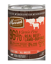 Merrick 96% Grain Free Beef, Lamb, and Buffalo - Dog Cans