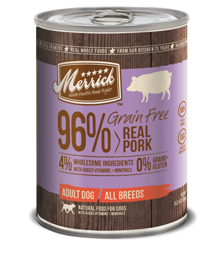 Merrick 96% Grain Free Real Pork Canned Dog 12/13.2oz  