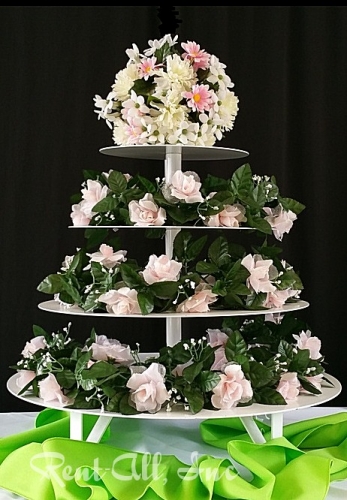 5 Tiered White Round Cup Cake Tree