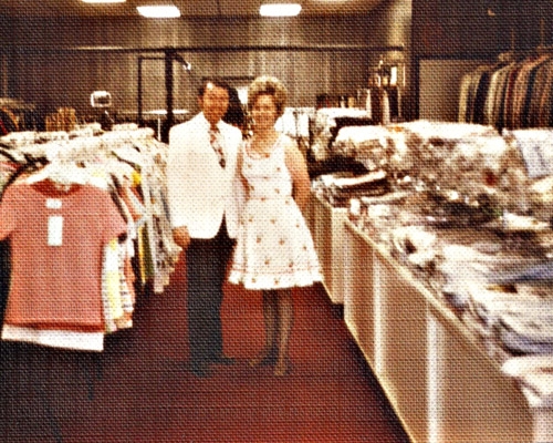 Jack and Carolyn Ward in remodeled location, 1975