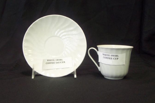 Coffee Cup & Saucer White Swirl