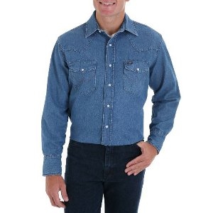 701 Cowboy Cut® Work Western Rigid/Stonewash Denim Long Sleeve Shirt