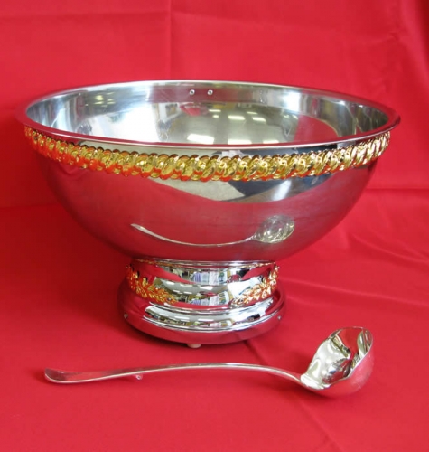 Gold trim 3 gal Punch Bowl with Ladle