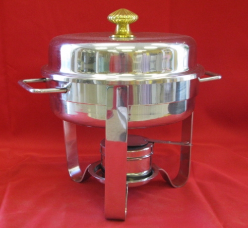 Chafer Round Stainless 3qt Gold Trim