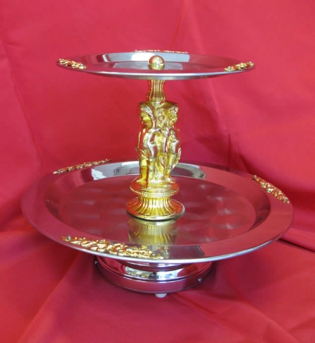 Stainless Two Tiered Tray Gold or Silver trim