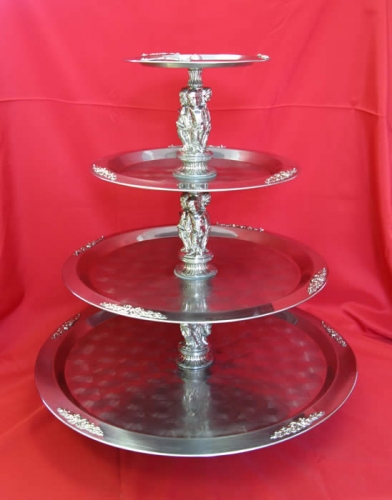 Stainles Four Tiered Tray Gold or Silver trim