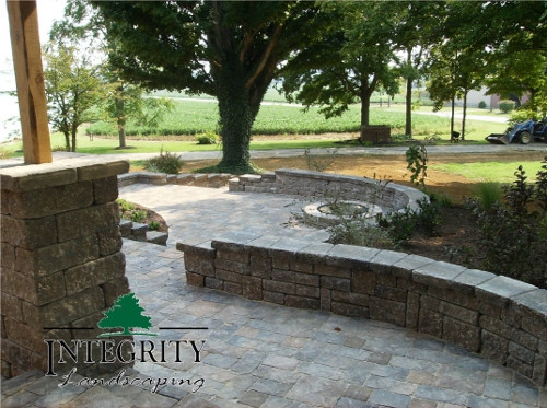 Tiered Patio with Sitting Wall & Firepit