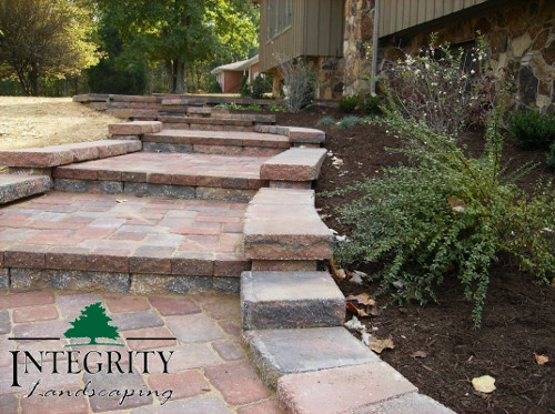 Curved Paver Sidewalk with Steps