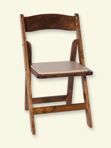 Wooden Chair Fruitwood w/ Tan Padded Seat