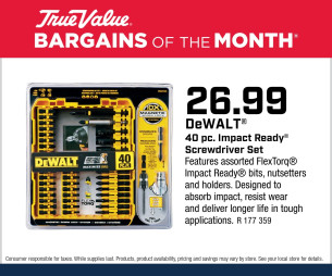 DeWALT 40 pc. Impact Ready Screwdriver Set 26.99 Pembroke Hardware Rental Pembroke NC