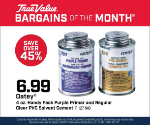 Oatey® 4 oz. Handy Pack Purple Primer and Regular Clear PVC Solvent Cement $6.99