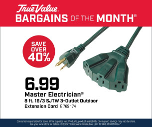 Master Electrician® 8 ft. 16/3 SJTW 3-Outlet Outdoor Extension Cord $6.99