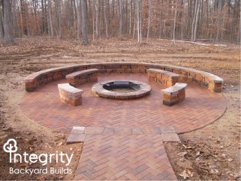 In-ground Fire Pit with Four Seating Structures