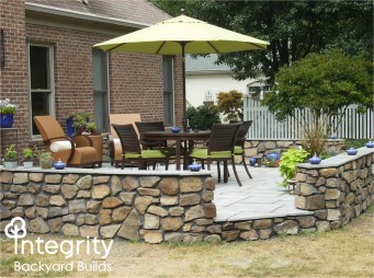 Raised Patio with Rock Wall