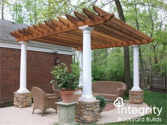 Backyard Pergola with White Columns