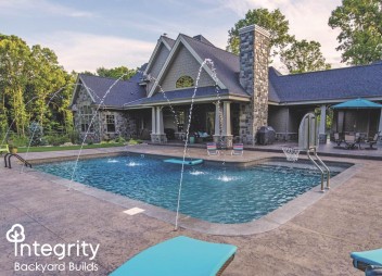 L Shaped Pool with Sprinkler System Right Out Your Backdoor