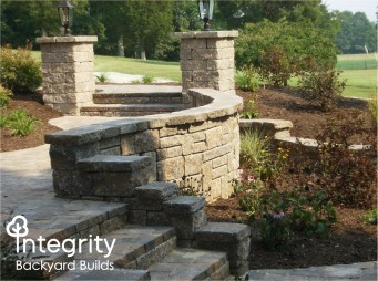 Curved Retaining Wall with Stairs and Columns