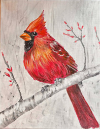 Winter Cardinal Acrylic Painting Class