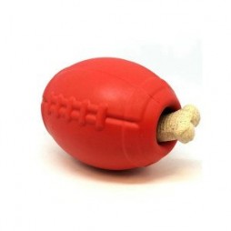 MKB Football Durable Rubber Chew Toy and Treat Dispenser - Red