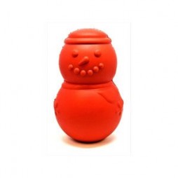 MKB Snowman Durable Rubber Chew Toy & Treat Dispenser - Red