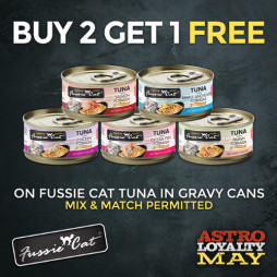 Fussie Cat | Buy 2, Get 1 FREE on Tuna in Gravy Cans