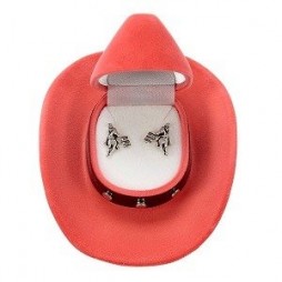 Barrel Racer Earrings with Cowboy Hat Box