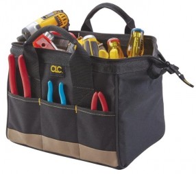 CLC Tool Works BIGMOUTH 1161 Tote Bag, 14-Pocket, Polyester, Black/Blue